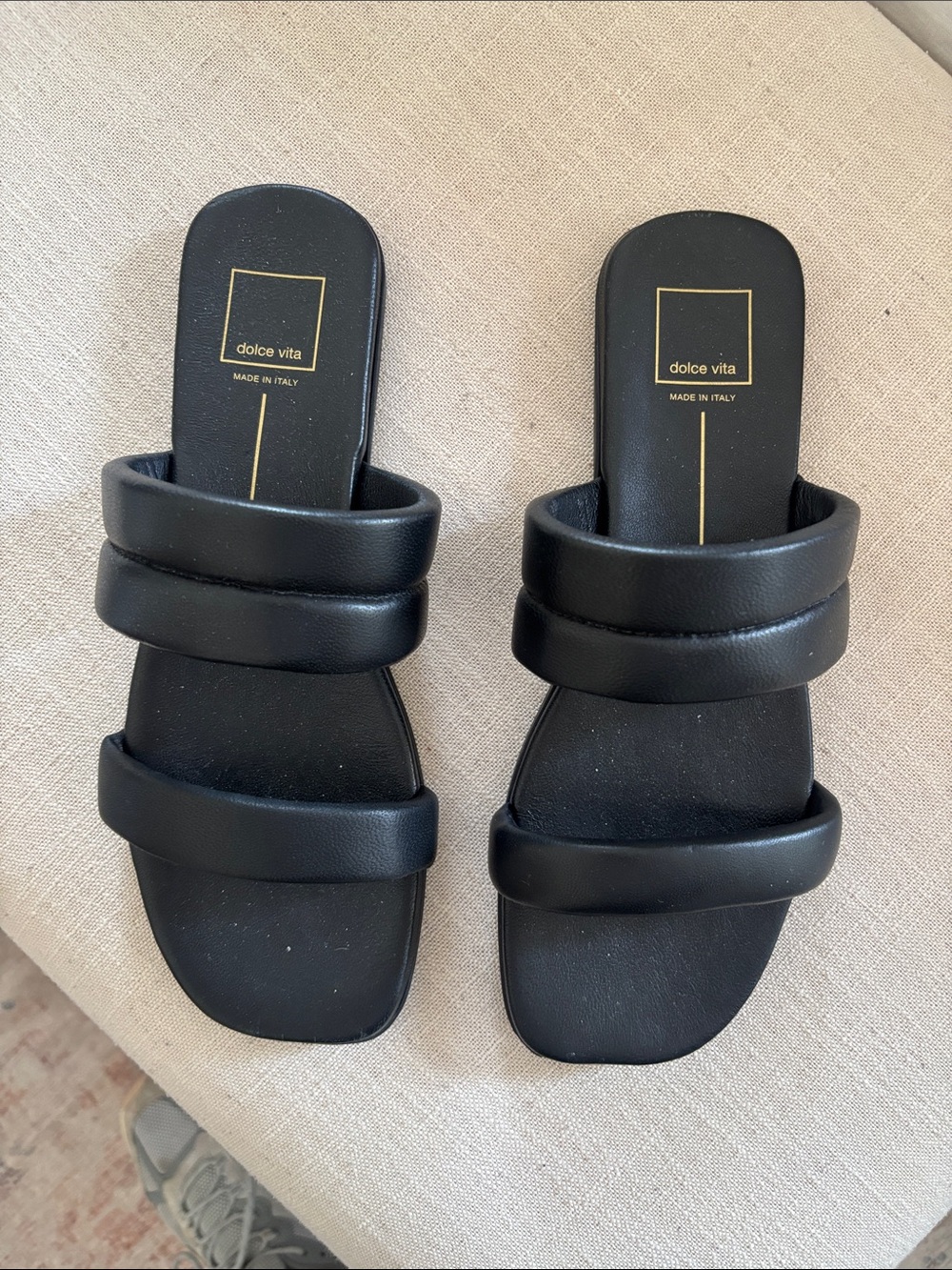 Dolce Vita Black Padded Double-Strap Slide Sandals